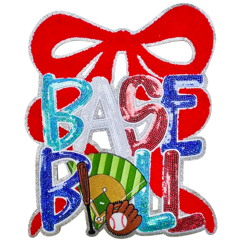 BASEBALL Sequin Bow Statement Patch