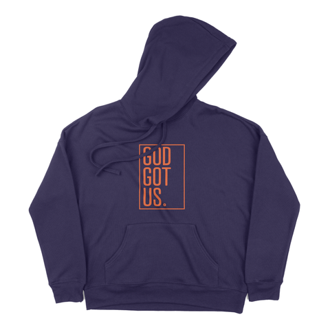 God Got Us Unisex Sponge Fleece Hoodie - Navy & Orange